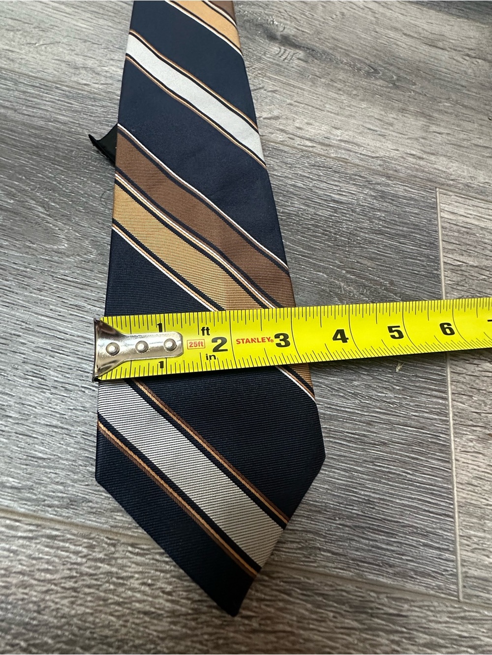 Vintage Eaton Striped Tie Blue/Gold - Picture 6 of 7